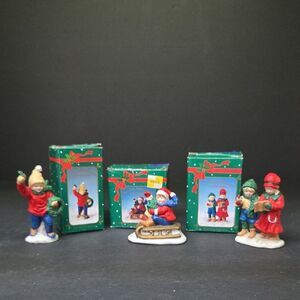 Festive Kids Figurine Set Vintage Russ Christmas Figurines